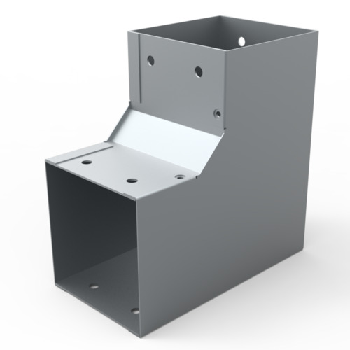 Codo a 90º horizontal para ducto cuadrado de 3x3″